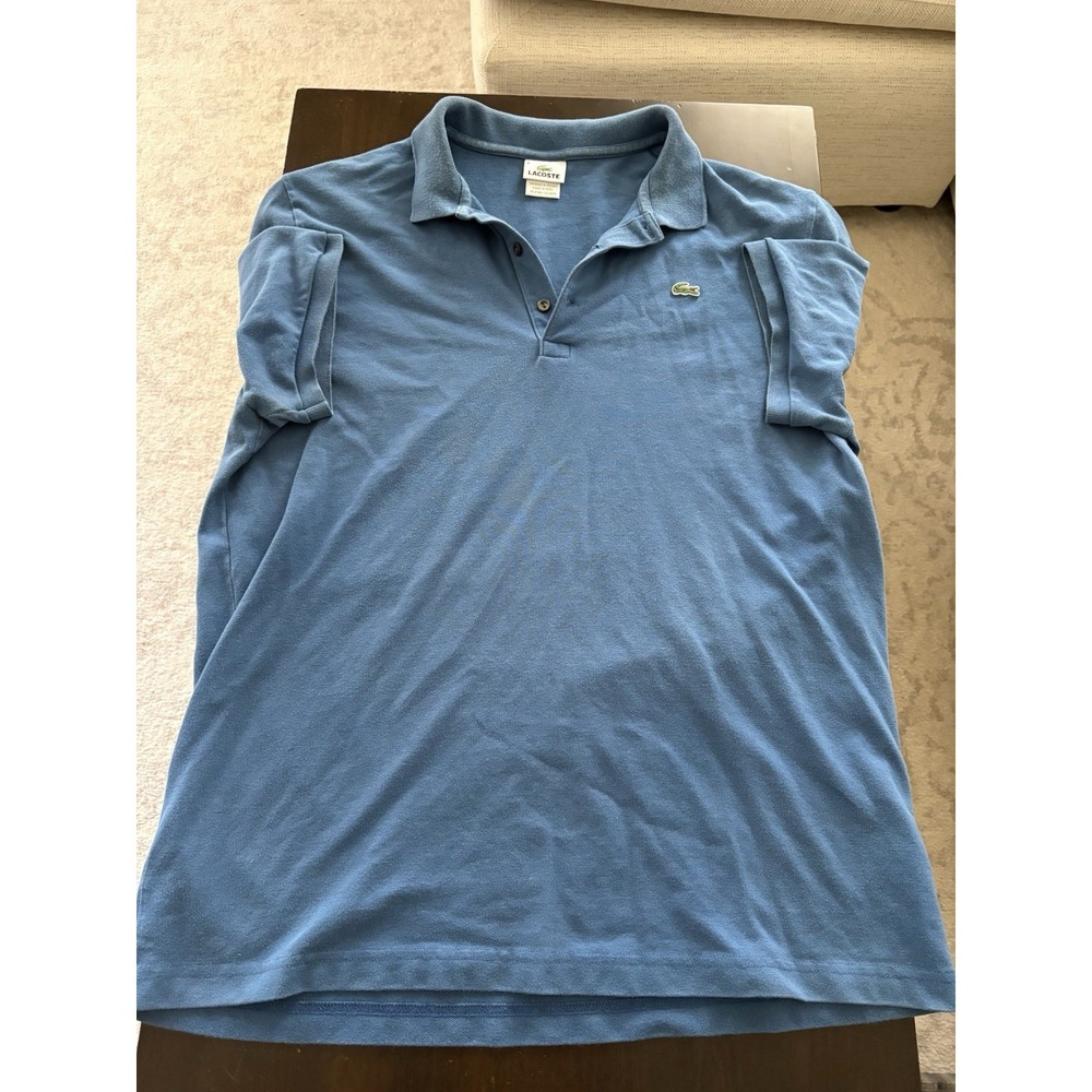 Lacoste Mens Blue Short Sleeve Pique Polo Shirt Size 8 3XL Cotton Blend 4811L